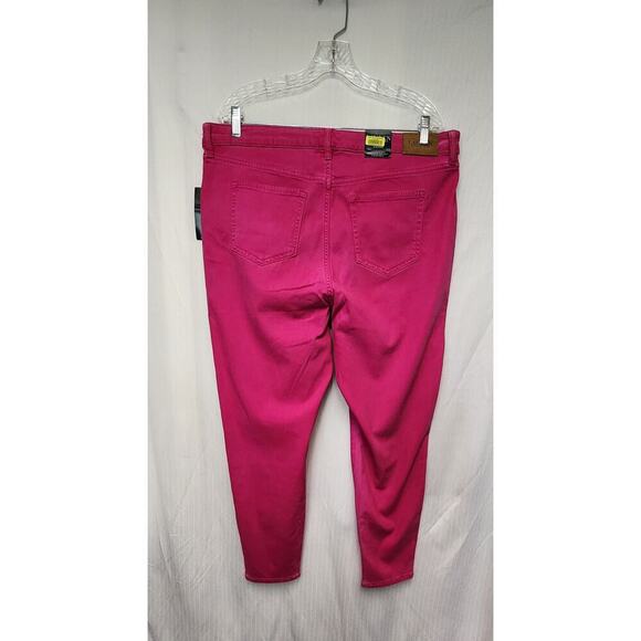 Lauren Ralph Lauren Premier Distressed Skinny Cropped Hot Pink Jeans Size 16W - Picture 3 of 8